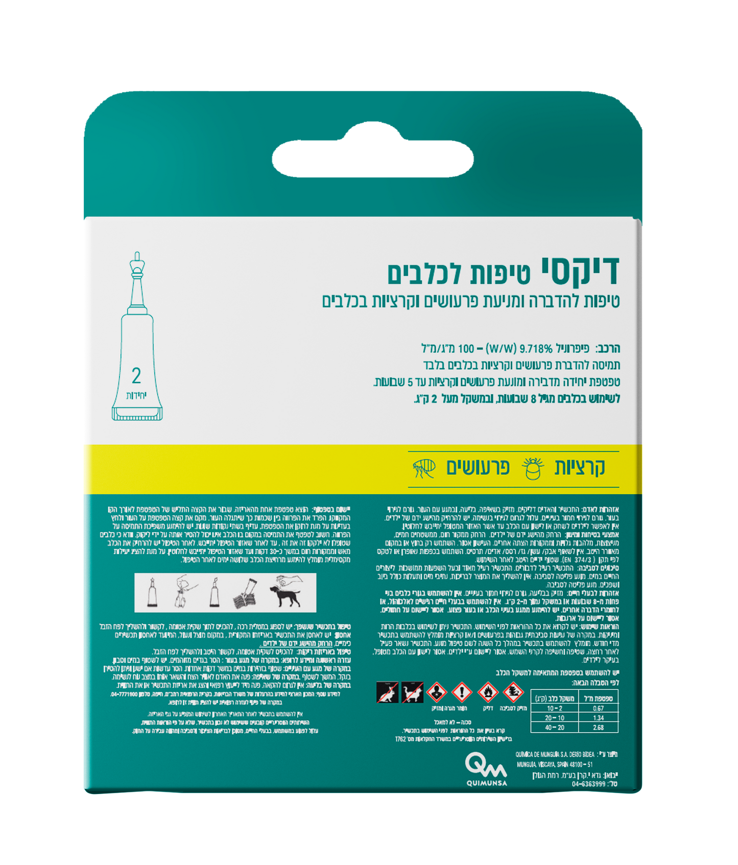 אמפולות דיקסי פיפרוניל לכלבים 10-20 ק"ג