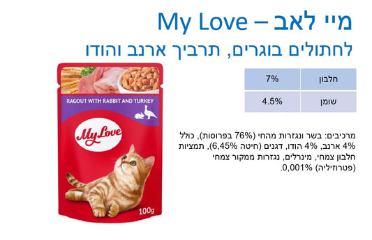 My Love 133 - רוטב לחתול בטעם ארנב והודו 100 גרם